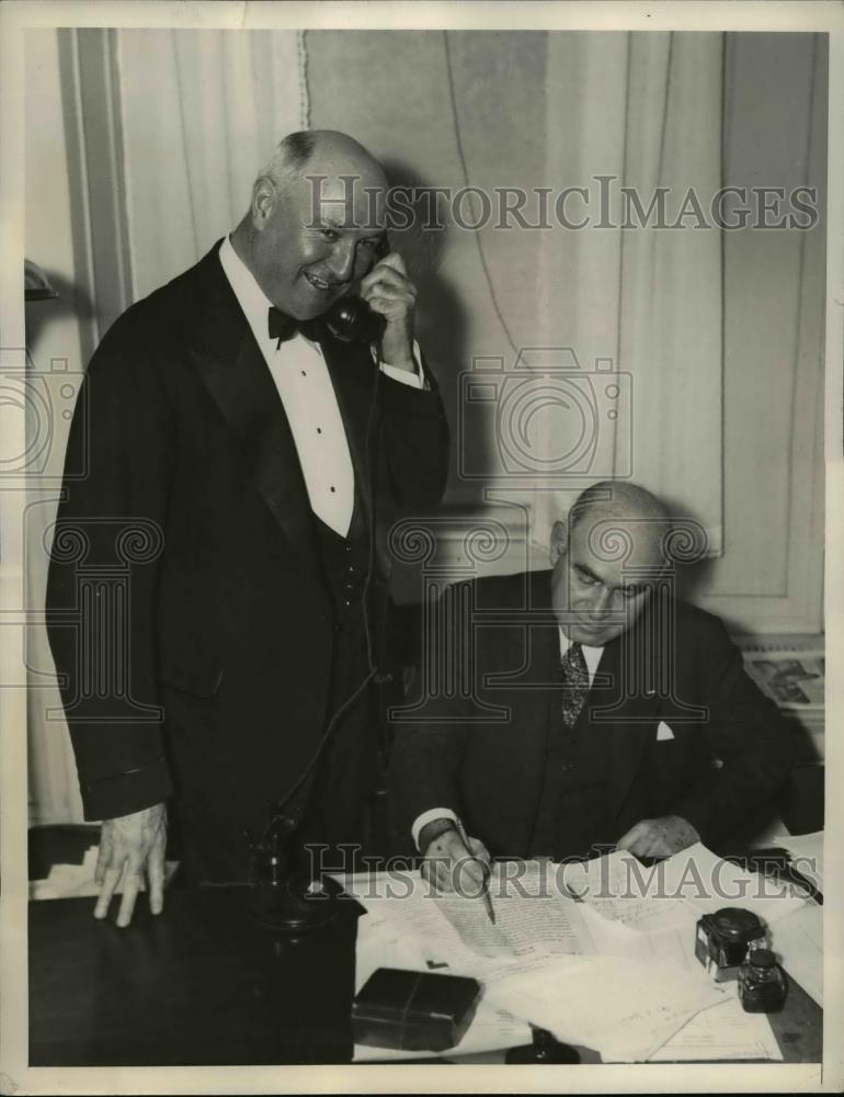 1935 Press Photo Postmaster General James A Farley and Governor Lehman - Historic Images