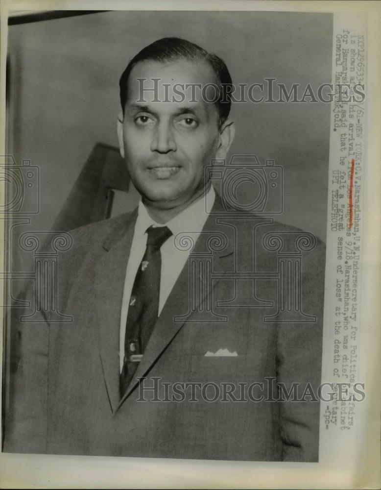 1961 Press Photo C.V. Narasimhan, U.N. Undersecretary for Politics Affairs. - Historic Images