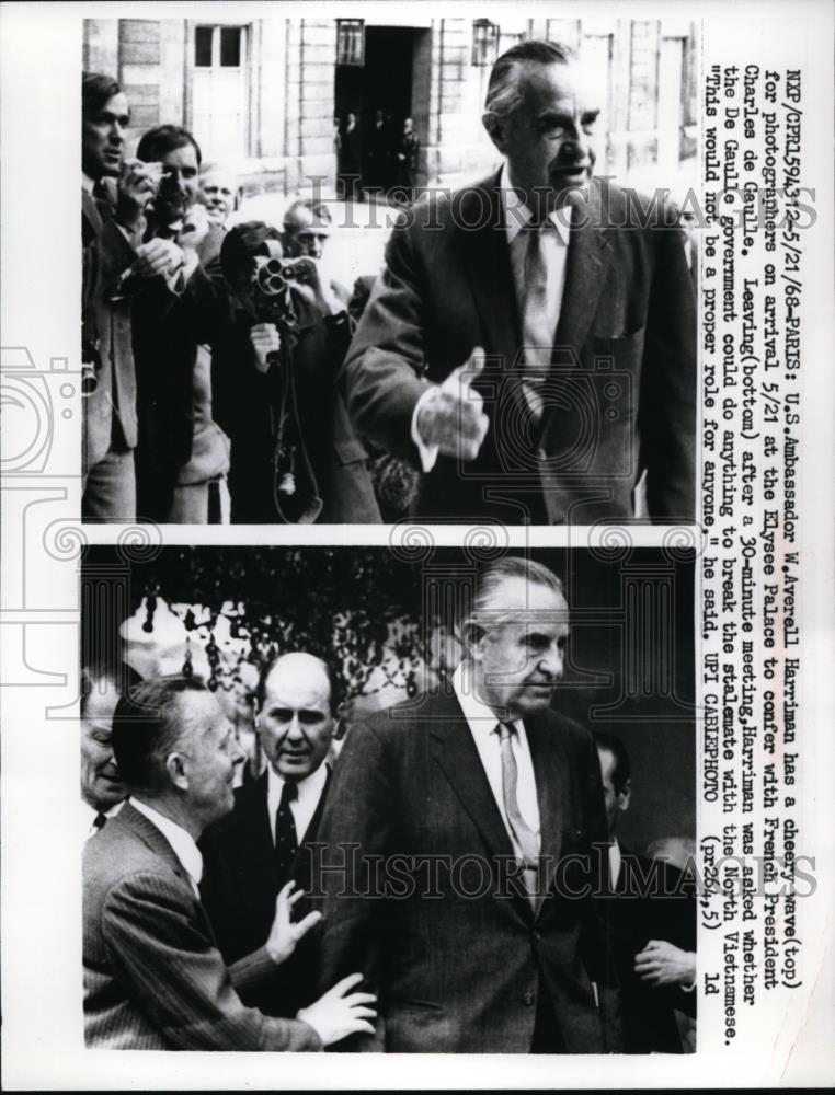 1968 Press Photo US Amb Averell Harriman after meetin C de Gaulle - nee50244 - Historic Images