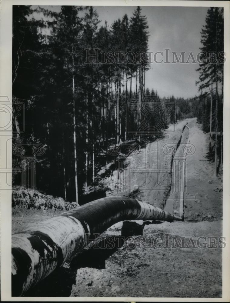 1963 Press Photo Czechoslovakia Volga oil pipeline in a forest - nee50364 - Historic Images