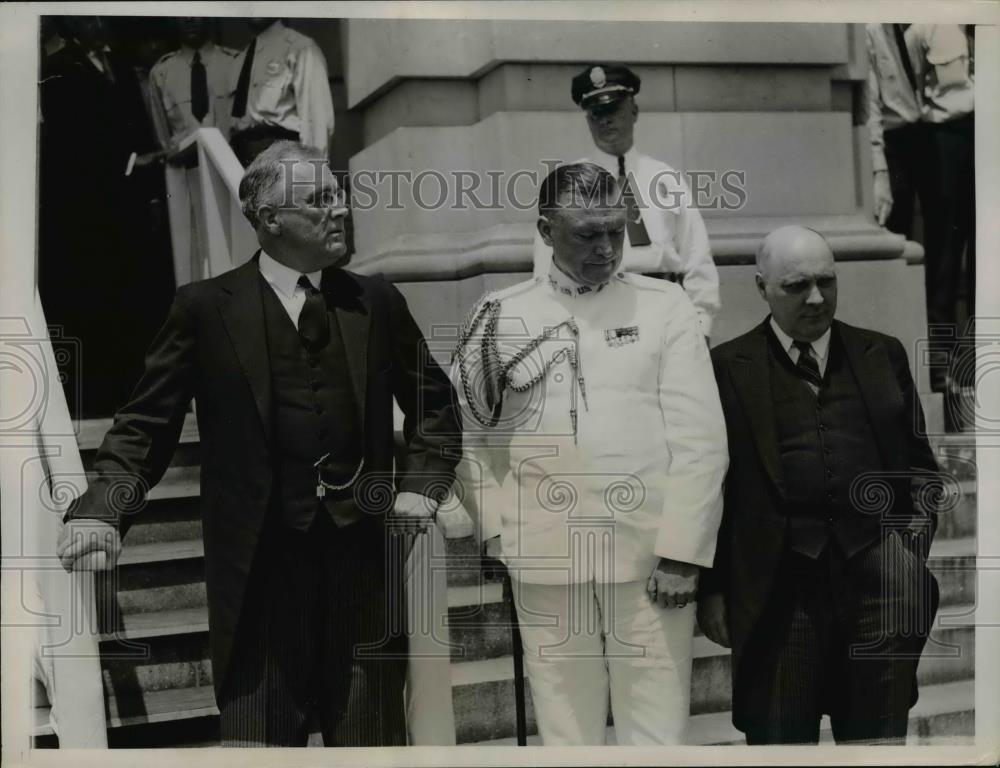 1936 Press Photo Pres Roosevelt, Col. Edwin Watson, Kenneth Romey Washington - Historic Images