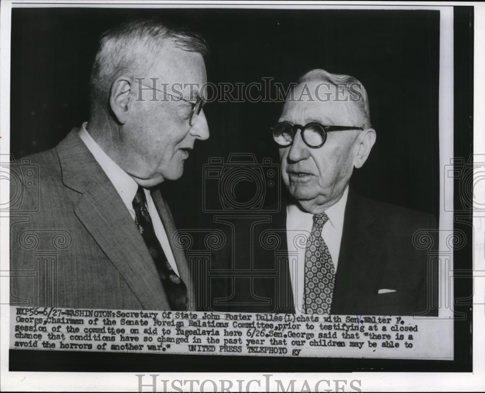 1956 Press Photo Secretary of State John Foster Dulles Walter George Washington - Historic Images