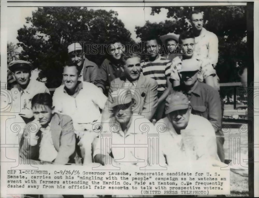 1956 Press Photo Columbus Ohio Gov Frank Lausche campaigns for Senate - Historic Images