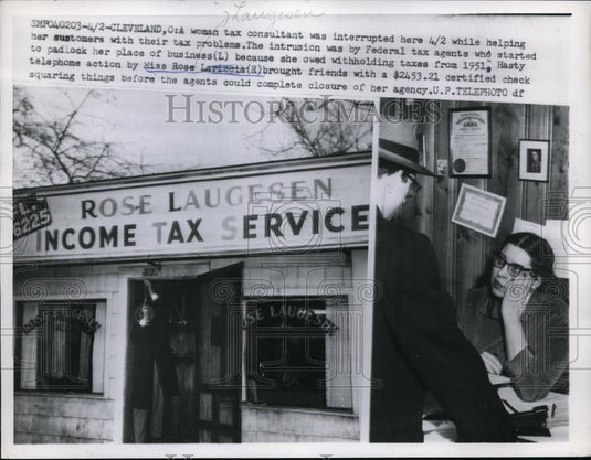 1957 Press Photo Miss Rose Lariceia Called Friends To Help Save Agency - Historic Images