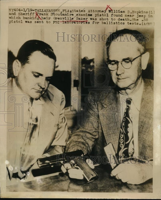 1949 Press Photo State Atty.Willam D.Hopkin and Sheriff Frank Stoutamire. - Historic Images