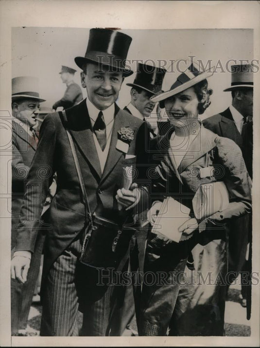 1936 Press Photo Earl Beatty and Fiancee Dorothy Power Sandes in London - Historic Images
