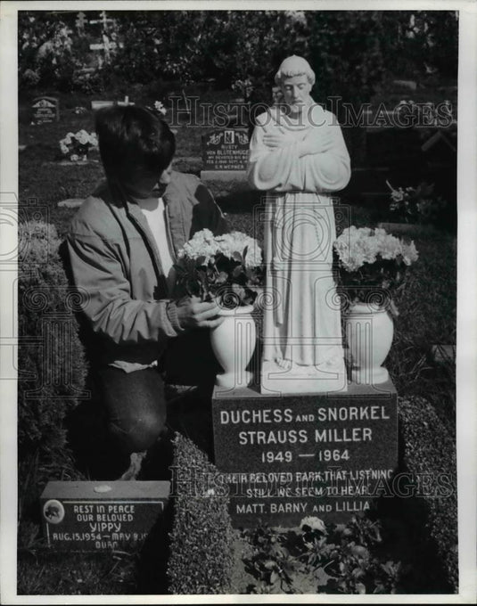 1972 Press Photo Thomas Smith Pet Cemetery St. Francis Headstone - nee51552 - Historic Images