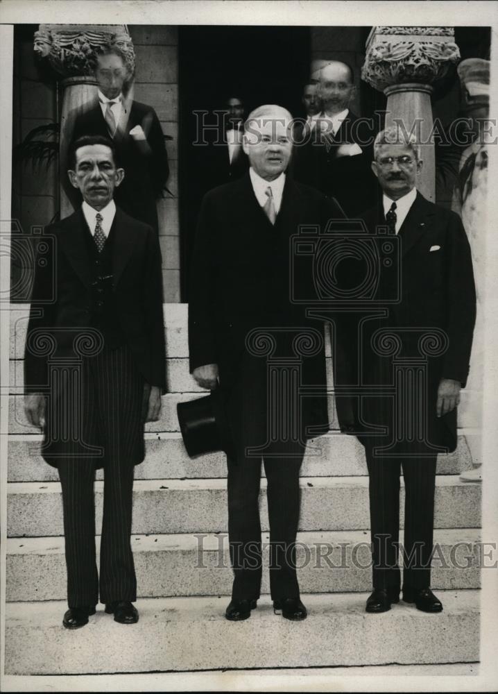 1932 Press Photo Dr. Harmodi Arias, President Herbert Hoover, Horacio F. Alfaro - Historic Images