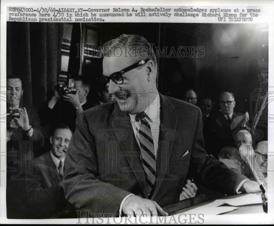 1968 Press Photo New York Governor Nelson A. Rockefeller at Press Conference - Historic Images