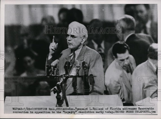 1952 Press Photo Florida Senator Spessard L. Holland Addresses Democratic Con. - Historic Images