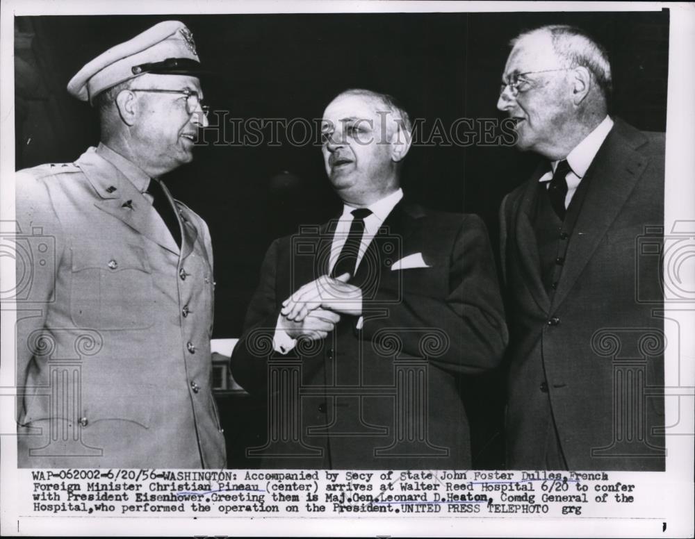 1956 Press Photo Secretary of State John Foster Dullas &amp; French Foreign Minister - Historic Images