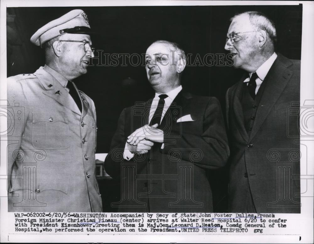 1956 Press Photo Secretary of State John Foster Dullas & French Foreign Minister - Historic Images