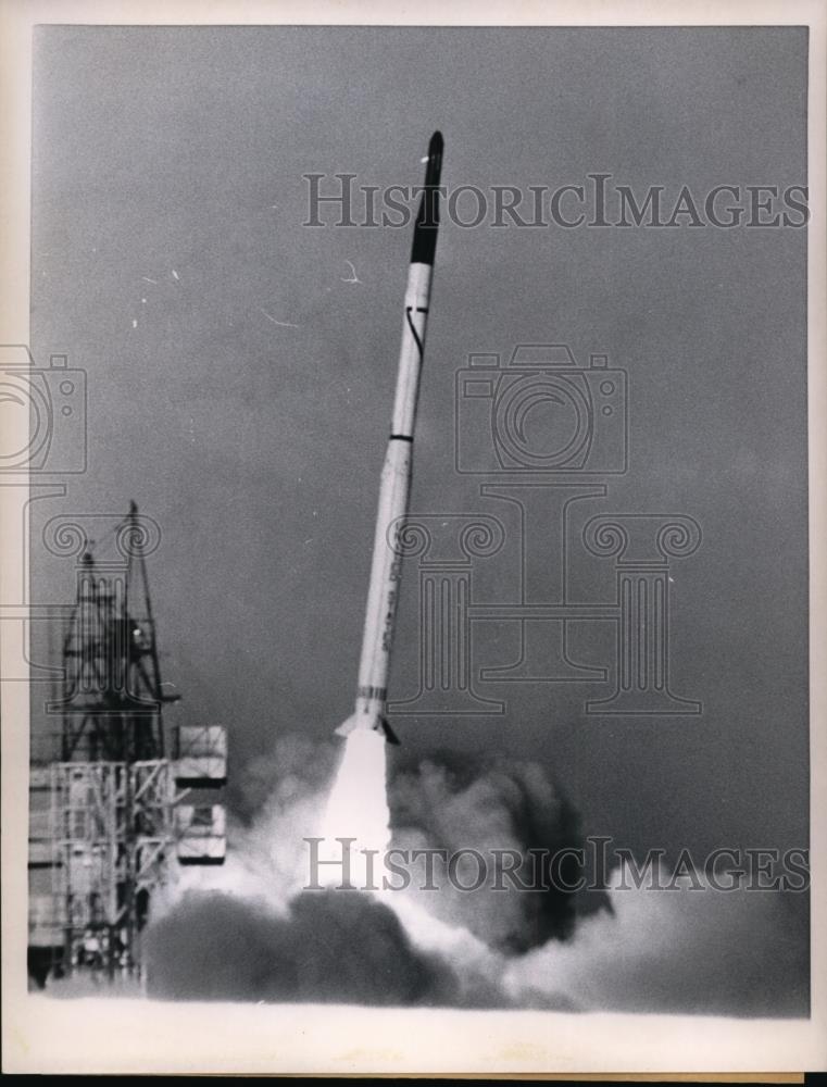 1960 Press Photo Four stage Scout solid fuel rocket blasts off - nee50315 - Historic Images