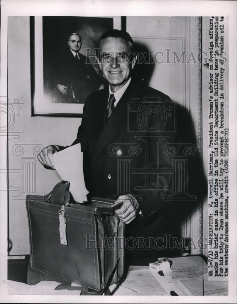 1951 Press Photo Averell Harriman President Truman&#39;s Advisor Foreign Affairs - Historic Images