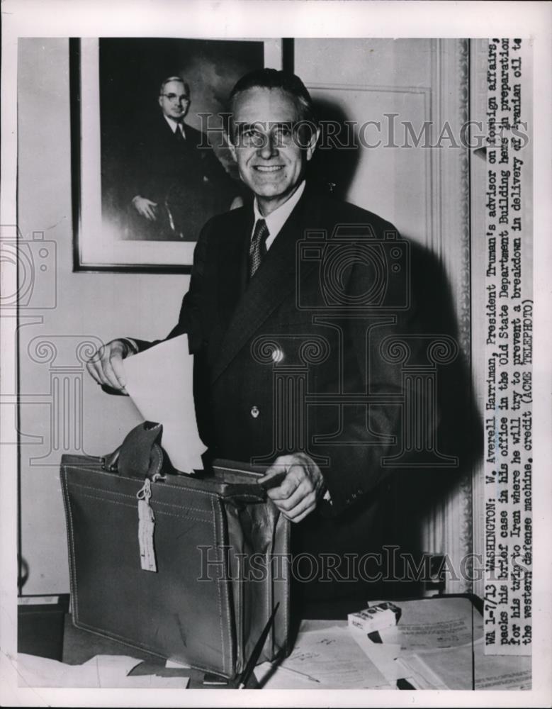 1951 Press Photo Averell Harriman President Truman's Advisor Foreign Affairs - Historic Images