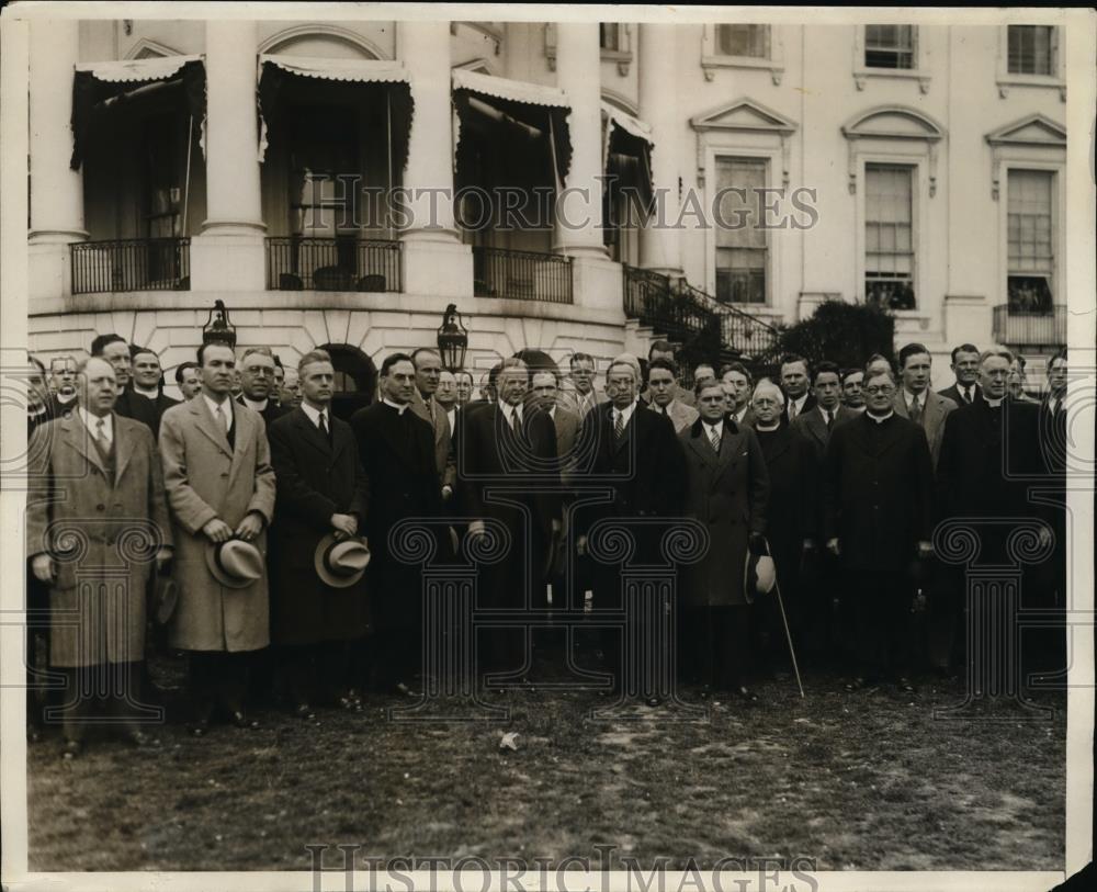 1936 Press Photo President Herbert Hoover &amp; National Catholic Alumni Federation - Historic Images