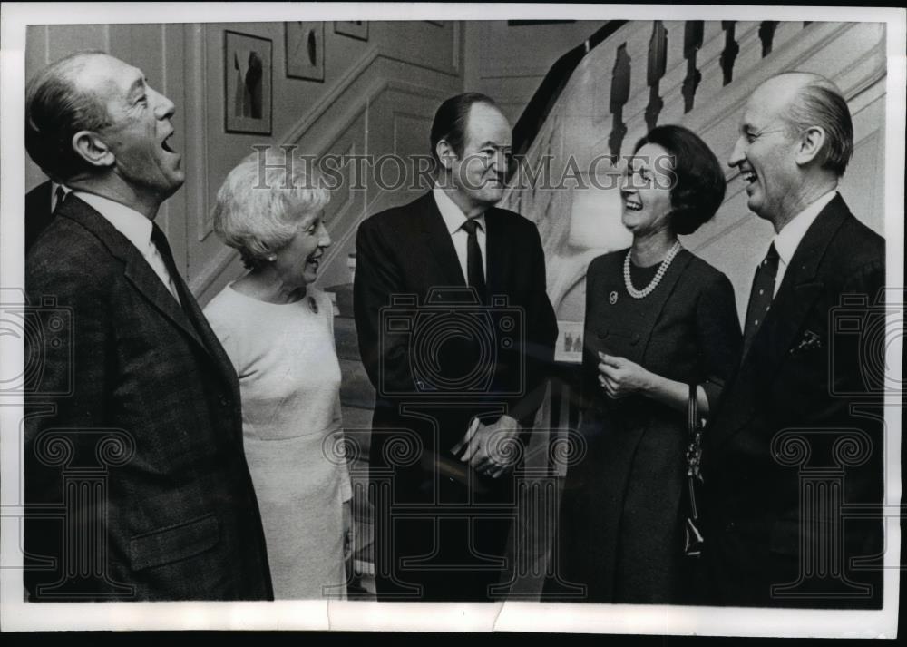 1969 Press Photo  Copenhagen US VP &amp; Mrs Hubert Humphrey, Premier Baunsgaard - Historic Images