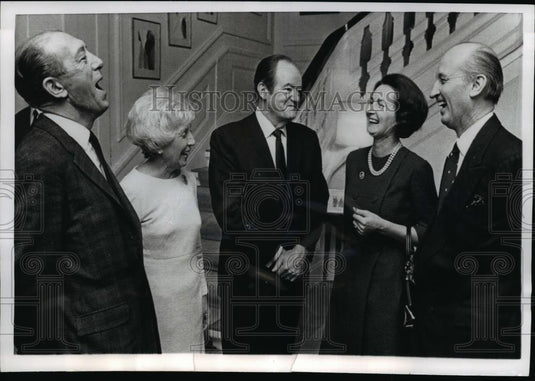 1969 Press Photo  Copenhagen US VP & Mrs Hubert Humphrey, Premier Baunsgaard - Historic Images