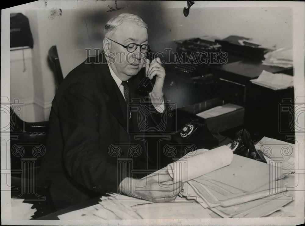 1938 Press Photo Rep Travis Sudlow on the phone - nee50737 - Historic Images