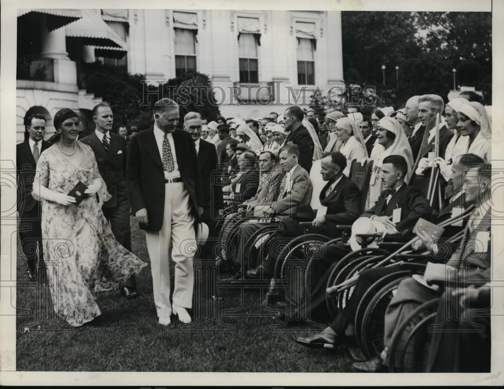 1931 Press Photo President &amp; Mrs. Hoover Give Annual White House Lawn Party - Historic Images