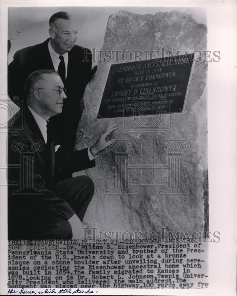 1956 Press Photo Dr. Milton Eisenhower, Pennsylvania State University president - Historic Images