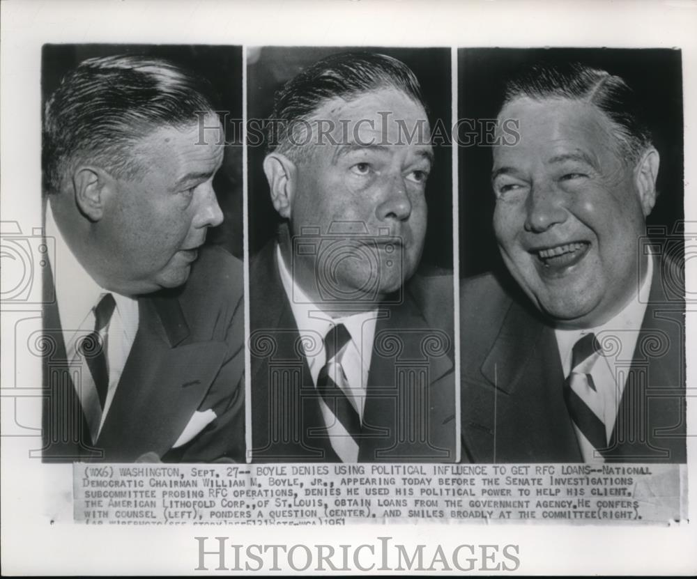 1951 Press Photo National Democratic Chairman William M. Boyle, jr., appearing - Historic Images