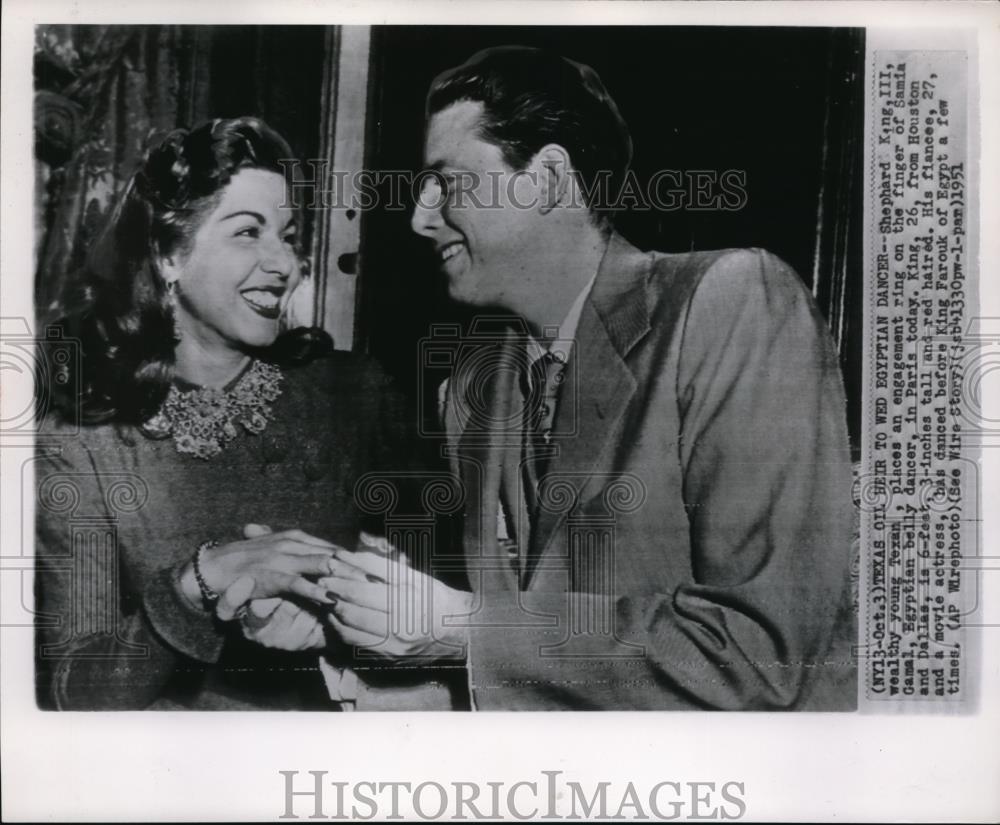 1951 Press Photo Texas oil heir to marry egyptian dancer - Historic Images