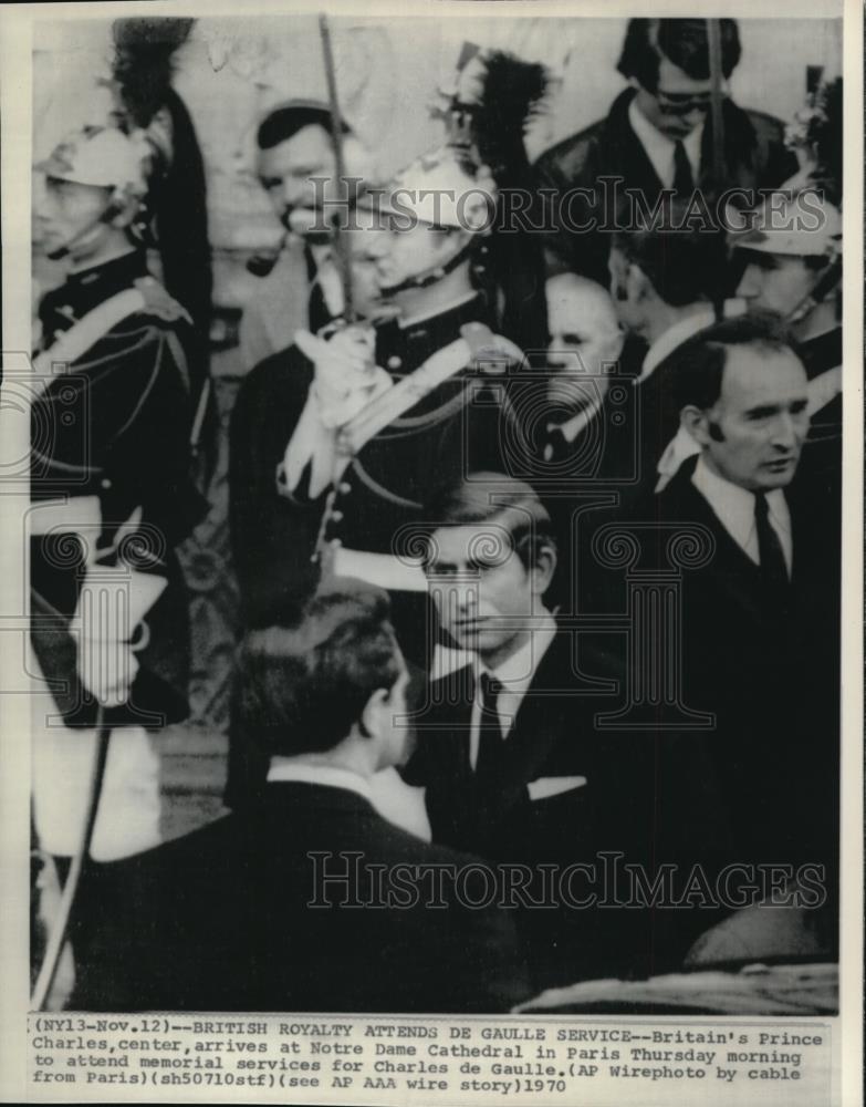 1970 Press Photo Prince Charles Attends Memorial Services for Charles De Gaulle - Historic Images