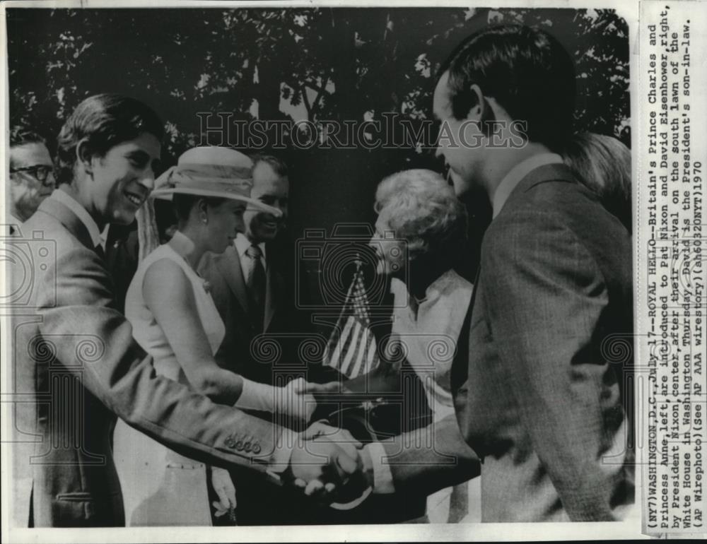 1970 Press Photo Britain&#39;s Prince Charles &amp; Princess Anne at the White House - Historic Images