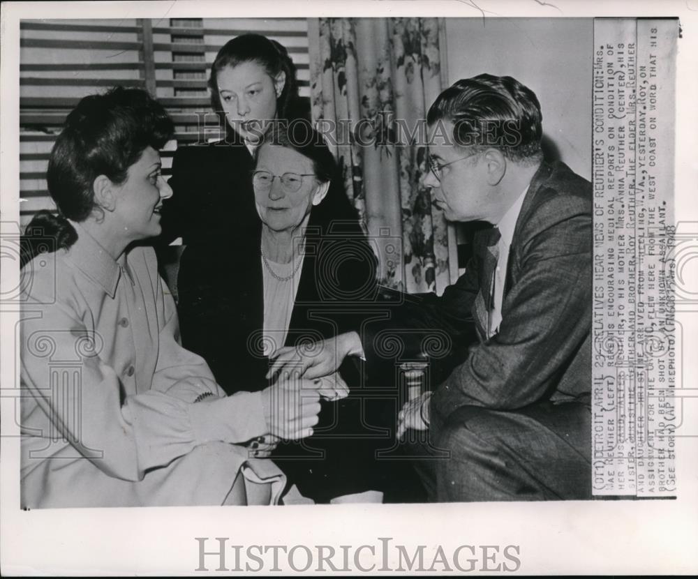 1948 Press Photo Relatives hear news of Alter Reuther&#39;s condition - Historic Images