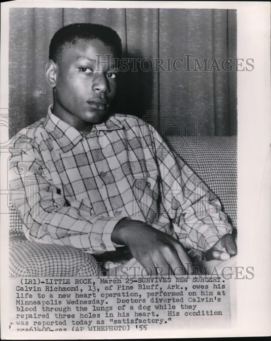 1955 Press Photo Richmond survives hearts operation performed at Minneapolis - Historic Images