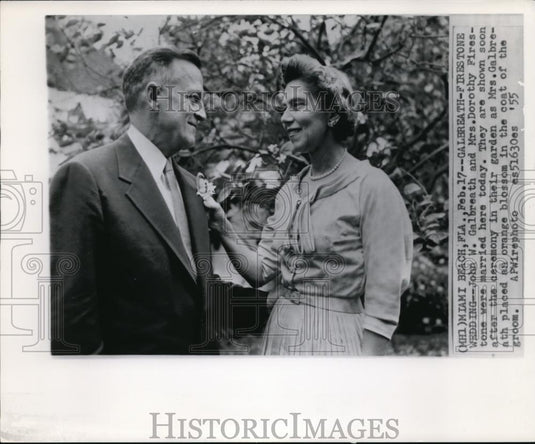 1955 Press Photo John W. Galbreath and Mrs. Dorothy Firestone's Wedding at Miami - Historic Images