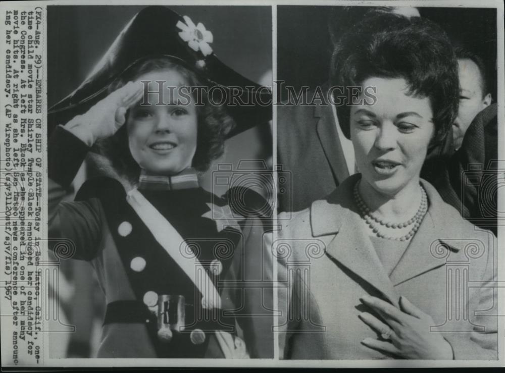 1967 Press Photo Mrs. Black once a child star as she announces her candidacy - Historic Images