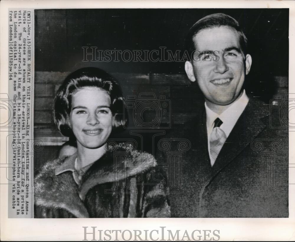 1964 Press Photo King Constantine and wife Queen Anne Marie - Historic Images