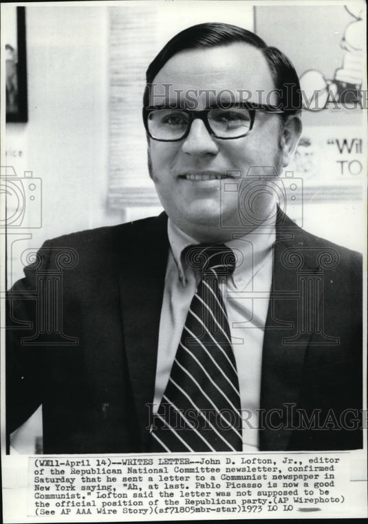 1973 Press Photo John D. Lofton, Jr. editor of the Republican National Committee - Historic Images