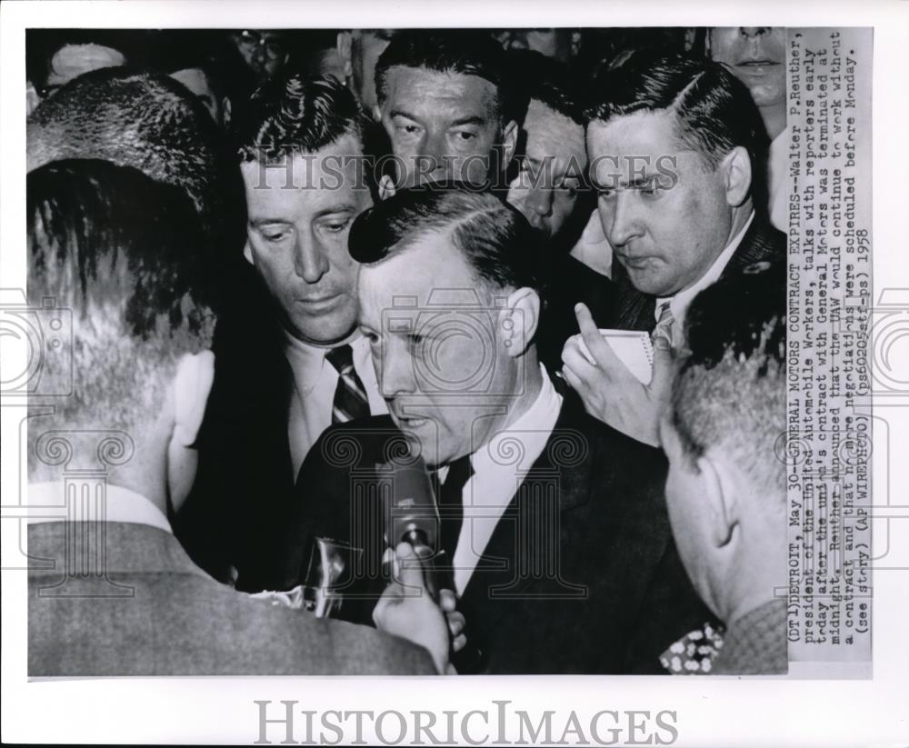 1958 Press Photo Walter Reuther, United Automobile Workers president - Historic Images