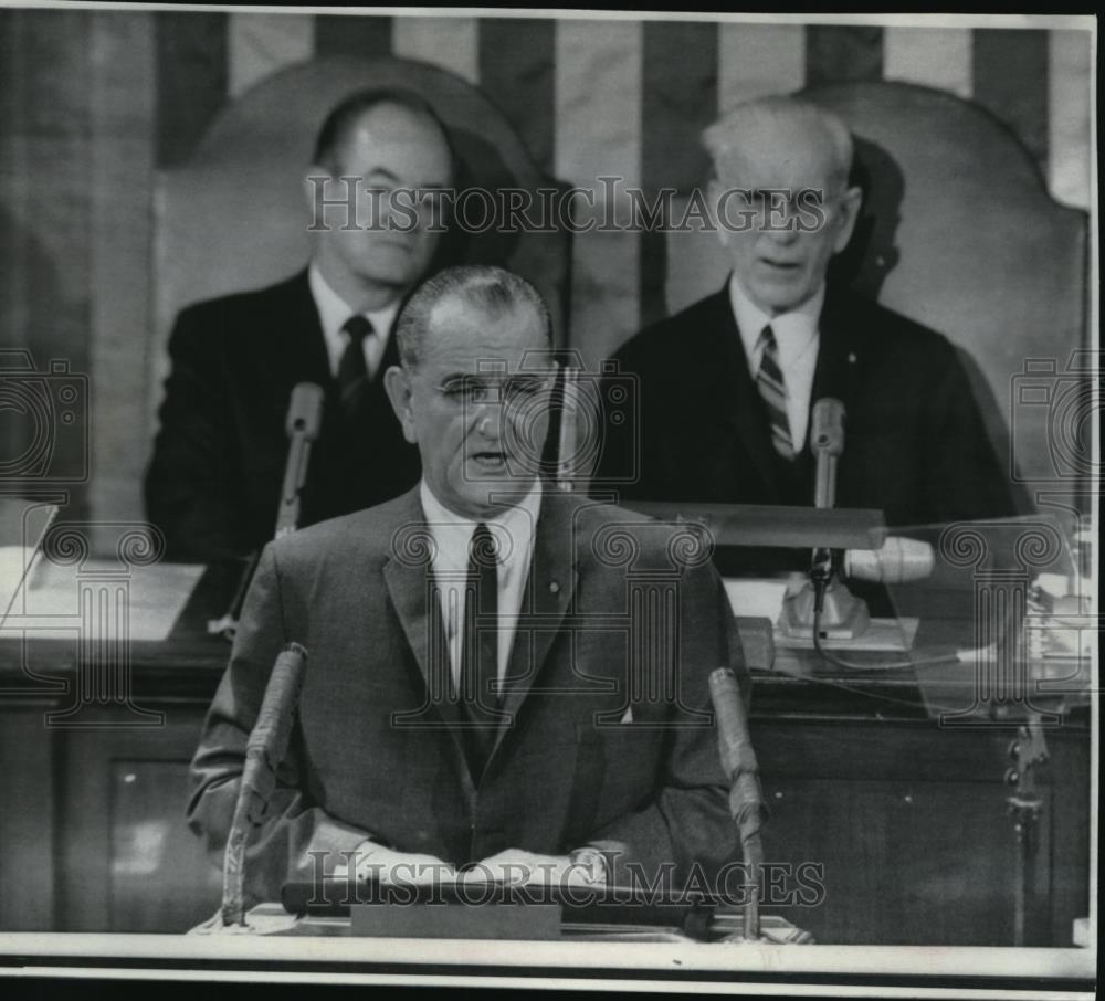 1967 Press Photo President Johnson, Lynson B. addresses Congress - Historic Images