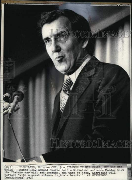 1972 Press Photo Maine Sen. Muskie's deep words speeches in Cleveland - Historic Images