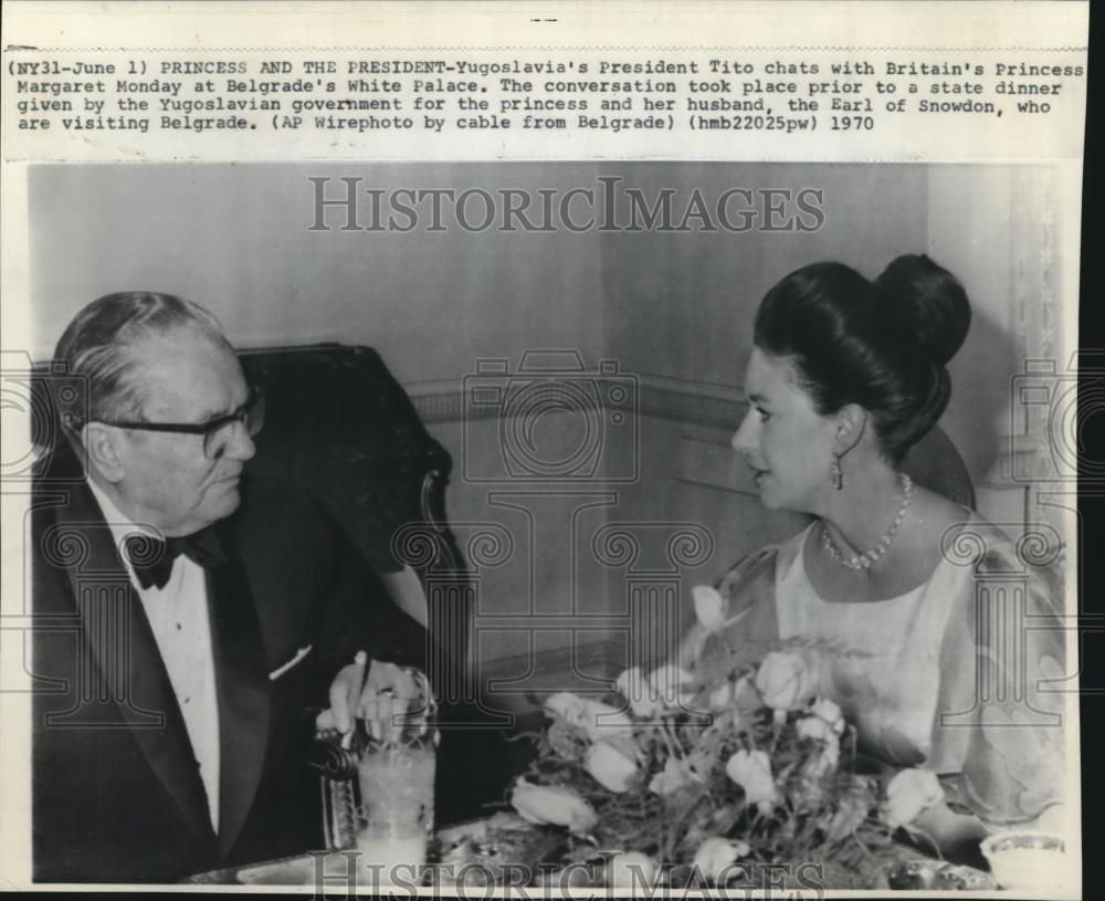 1970 Press Photo Yugoslavia&#39;s President Tito chats with Britain&#39;s Princess - Historic Images