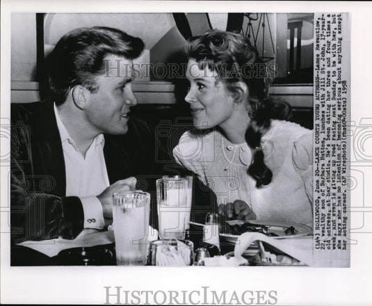 1958 Press Photo Lance Reventlow courts Jill St. John, a young actress - Historic Images