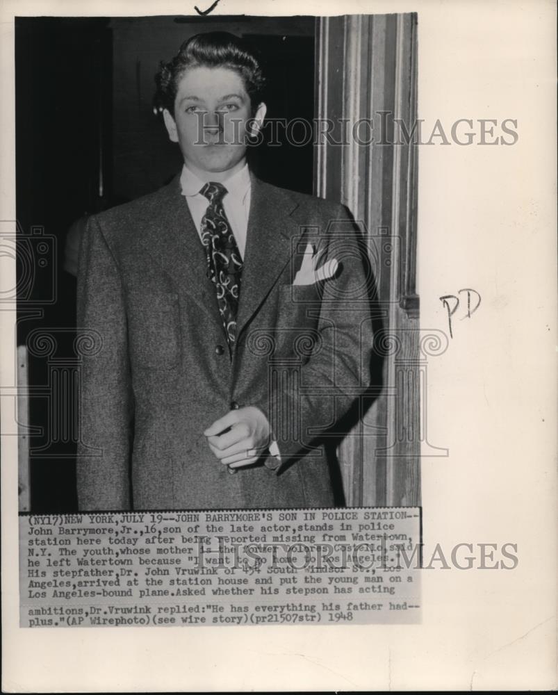 1948 Press Photo John Barrymore, Jr. son of late actor - Historic Images