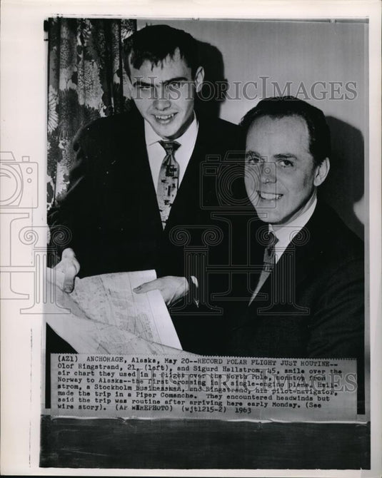 1963 Press Photo Ringstrand&Hallstrom record polarflight in a singleengine plane - Historic Images