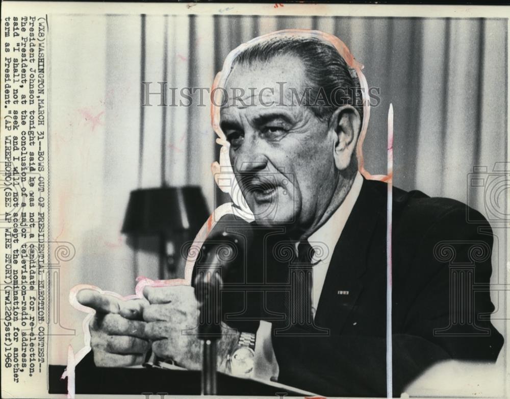 1968 Press Photo President Johnson confirmed that he is not a candidate - Historic Images