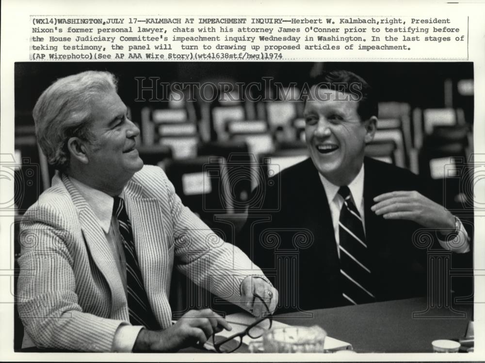 1974 Press Photo Kalmbach at Impeachment Inquiry in Washington - Historic Images