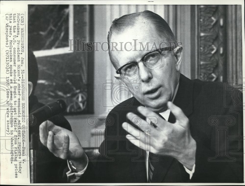 1970 Press Photo Paul W. McCracken, Preident Nixon&#39;s chief economic adviser - Historic Images