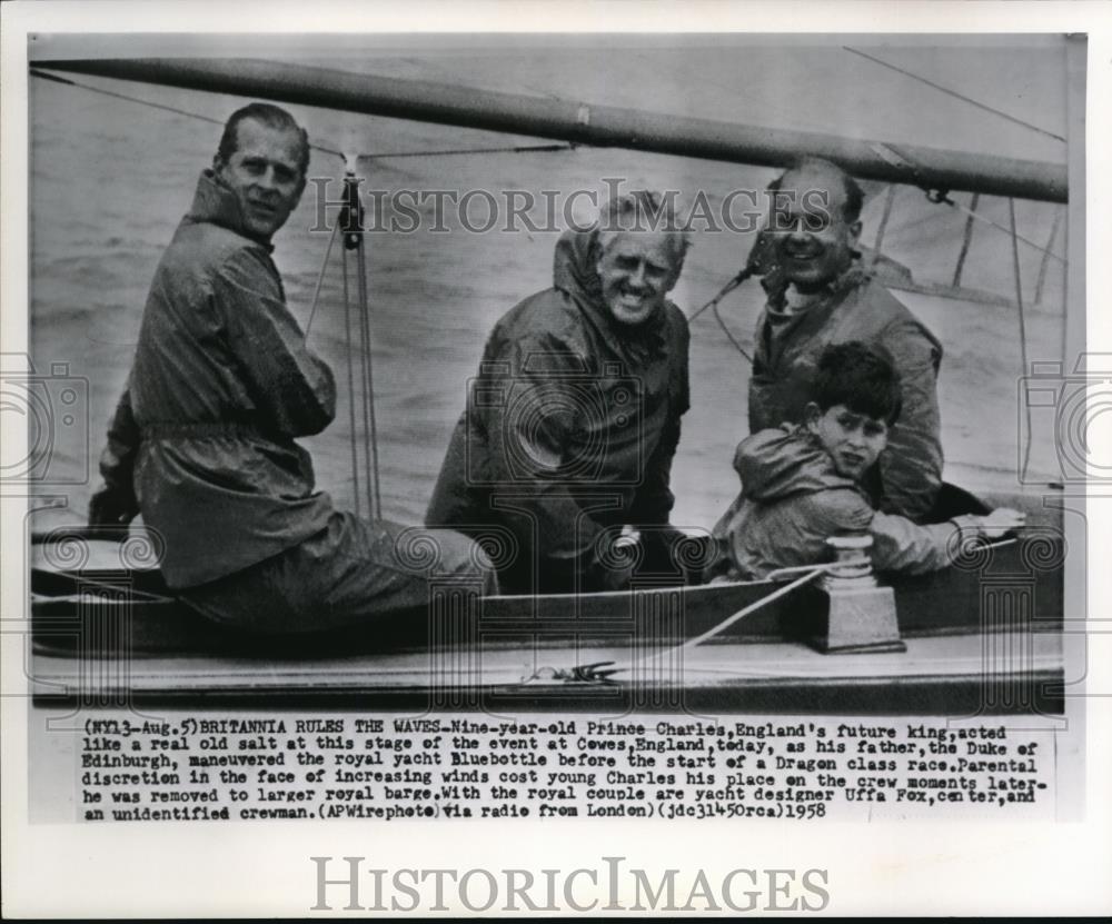 1958 Press Photo 9 year old Prince Charles, England&#39;s future King, acted like a - Historic Images