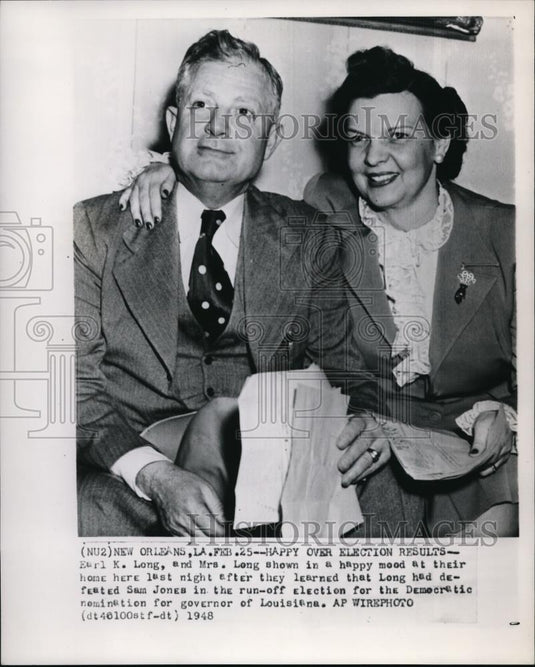 1948 Press Photo Mr. Long and wife is happy over election results - Historic Images