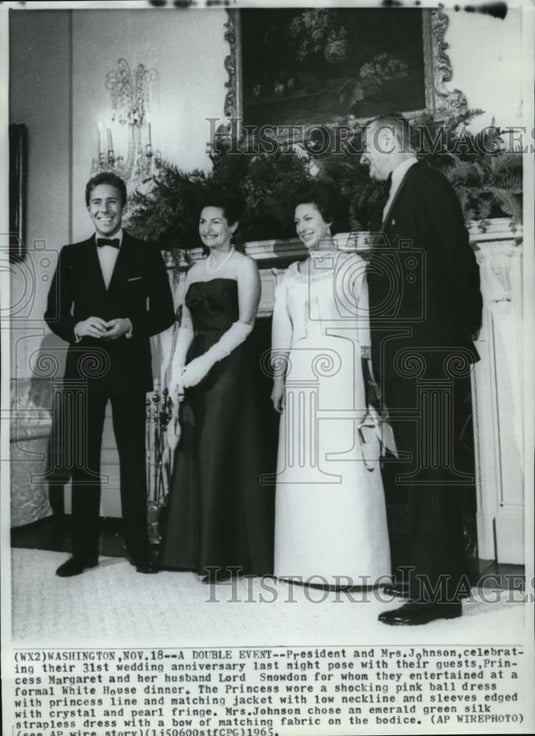 1965 Press Photo President and Mrs. Johnson with Princess Margaret and husband - Historic Images