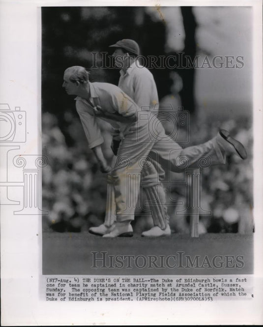 1953 Press Photo The Duke of Edinburgh Captained in Charity Match - cvw02314 - Historic Images
