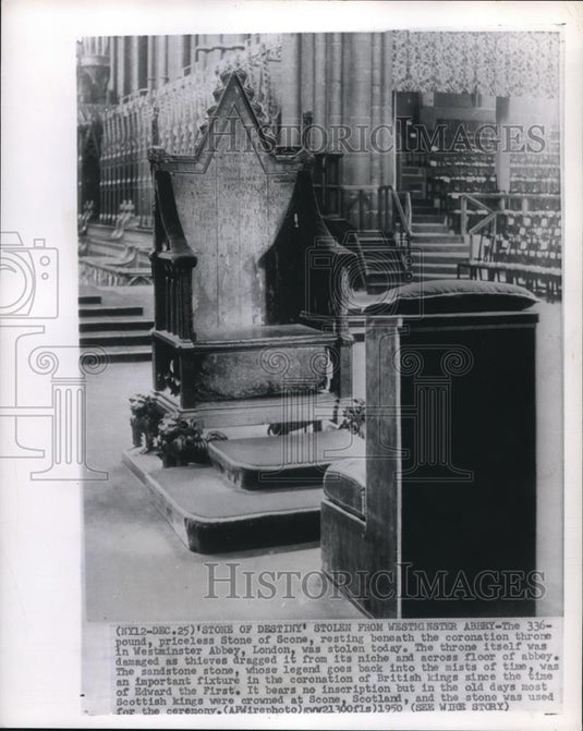1950 Press Photo The 336 pound, priceless Stone of Scone - Historic Images